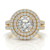 Yellow Gold Celestique Round Double Halo Diamond Engagement Ring