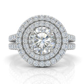 White Gold Celestique Round Double Halo Diamond Engagement Ring