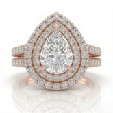 Rose Gold Celestique Pear Double Halo Diamond Engagement Ring