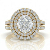Yellow Gold Celestique Oval Double Halo Diamond Engagement Ring