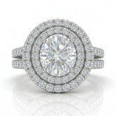 Silver Celestique Oval Double Halo Diamond Engagement Ring