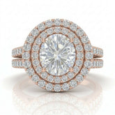 Rose Gold Celestique Oval Double Halo Diamond Engagement Ring