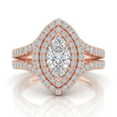 Rose Gold Celestique Marquise Double Halo Diamond Engagement Ring