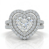 Silver Celestique Heart Double Halo Diamond Engagement Ring