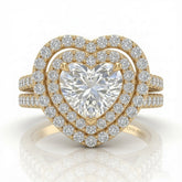 Yellow Gold Celestique Heart Double Halo Diamond Engagement Ring