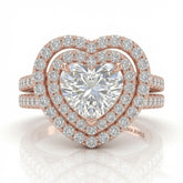 Rose Gold Celestique Heart Double Halo Diamond Engagement Ring