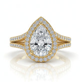 Yellow Gold Pear Halo Split Shank Diamond Engagement Ring