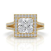 Yellow Gold Princess Halo Split Shank Diamond Engagement Ring