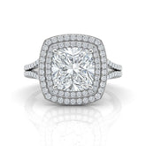 Silver Seraphina Cushion Double Halo Diamond Engagement Ring