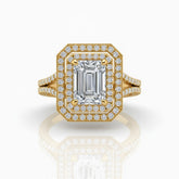 Yellow Gold Seraphina Emerald Double Halo Diamond Engagement Ring