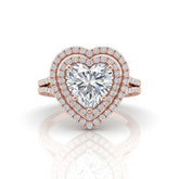 Rose Gold Seraphina Heart Double Halo Diamond Engagement Ring