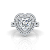 White Gold Seraphina Heart Double Halo Diamond Engagement Ring