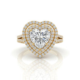 Yellow Gold Seraphina Heart Double Halo Diamond Engagement Ring