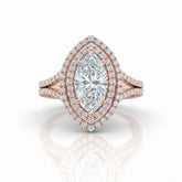 Rose Gold Seraphina Marquise Double Halo Diamond Engagement Ring
