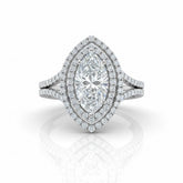 White Gold Seraphina Marquise Double Halo Diamond Engagement Ring