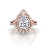 Rose Gold Seraphina Pear Double Halo Diamond Engagement Ring