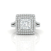 Silver Seraphina Princess Double Halo Diamond Engagement Ring