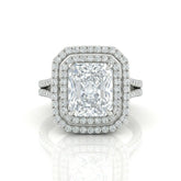 White Gold Seraphina Radiant Double Halo Diamond Engagement Ring