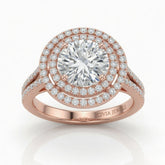 Rose Gold Seraphina Round Double Halo Diamond Engagement Ring