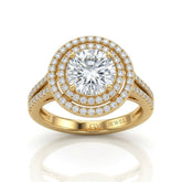Yellow Gold Seraphina Round Double Halo Diamond Engagement Ring