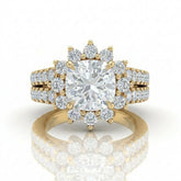 Yellow Gold Solara Floral Cushion Diamond Engagement Ring