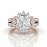 Rose Gold Solara Floral Cushion Diamond Engagement Ring