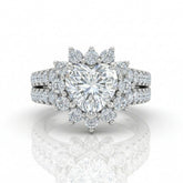 White Gold Solara Floral Heart Diamond Engagement Ring