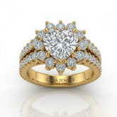 Yellow Gold Solara Floral Heart Diamond Engagement Ring