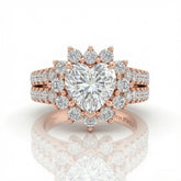 Rose Gold Solara Floral Heart Diamond Engagement Ring