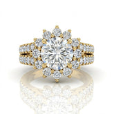 Yellow Gold Solara Floral Round Diamond Engagement Ring