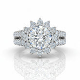Silver Solara Floral Round Diamond Engagement Ring