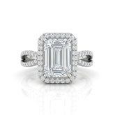 White Gold Veloura Infinity Halo Emerald Diamond Engagement Ring