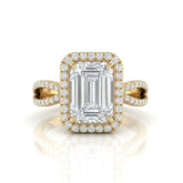 Yellow Gold Veloura Infinity Halo Emerald Diamond Engagement Ring