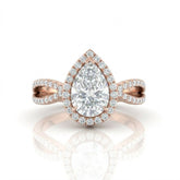 Rose Gold Veloura Infinity Halo Pear Diamond Engagement Ring
