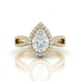 Yellow Gold Veloura Infinity Halo Pear Diamond Engagement Ring