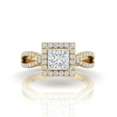 Yellow Gold Veloura Infinity Halo Princess Diamond Engagement Ring