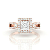 Rose Gold Veloura Infinity Halo Princess Diamond Engagement Ring