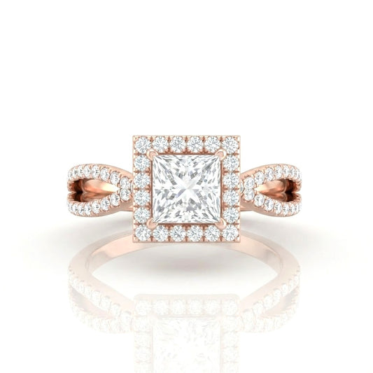 Rose Gold Veloura Infinity Halo Princess Diamond Engagement Ring