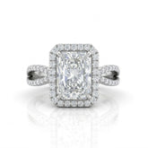 White Gold Veloura Infinity Halo Radiant Diamond Engagement Ring