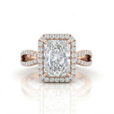 Rose Gold Veloura Infinity Halo Radiant Diamond Engagement Ring