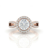 Rose Gold Veloura Infinity Halo Round Diamond Engagement Ring
