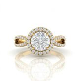 Yellow Gold Veloura Infinity Halo Round Diamond Engagement Ring