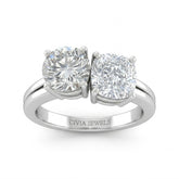 White Gold Duoria Toi et Moi Round & Cushion Diamond Engagement Ring