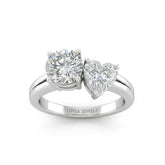 White Gold Duoria Toi et Moi Round & Heart Diamond Engagement Ring