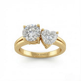 Yellow Gold Duoria Toi et Moi Round & Heart Diamond Engagement Ring