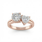 Rose Gold Duoria Toi et Moi Round & Heart Diamond Engagement Ring