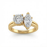 Yellow Gold Duoria Toi et Moi Round & Marquise Diamond Engagement Ring