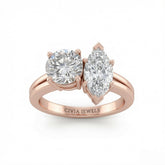 Rose Gold Duoria Toi et Moi Round & Marquise Diamond Engagement Ring