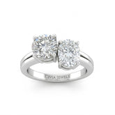 White Gold Duoria Toi et Moi Round & Oval Diamond Engagement Ring