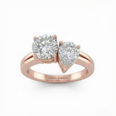 Rose Gold Duoria Toi et Moi Round & Pear Diamond Engagement Ring